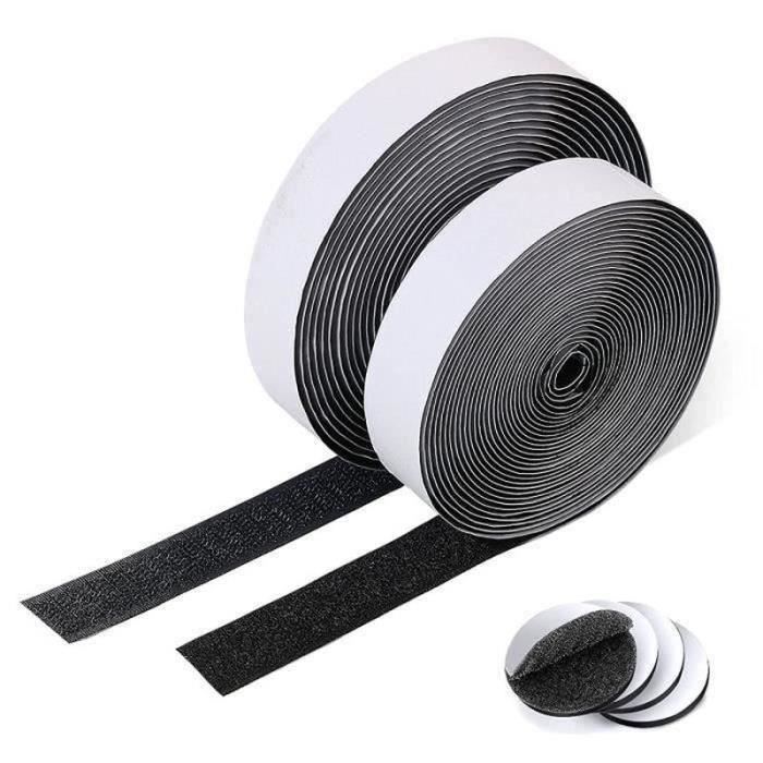 Ruban Scratch Autocollant Extra Fort - 2 Rouleaux De 8 M X 2 Cm (crochets Et Boucles) - Noir