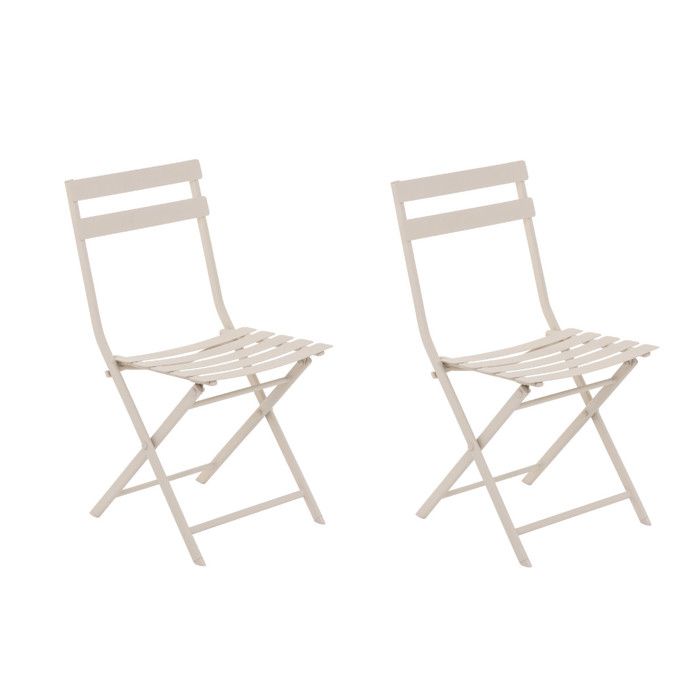 Lot de 2 Chaises de jardin métal pliante Greensboro Argile - Hespéride