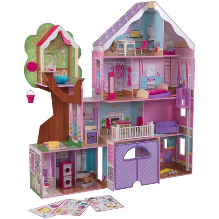 KidKraft - Maison de poupées Treehouse Retreat en bois avec accessoires son et lumière