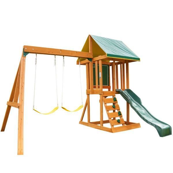 KidKraft Aire de jeux portique en bois Appleton Fort avec toboggan