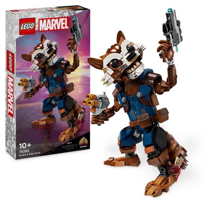 lego® 76282 marvel rocket et bébé groot, jouet pour enfants, film les gardiens de la galaxie, figurine de super-héros