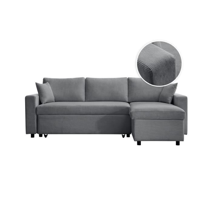 Canapé d'angle Gris Velours Moderne Confort