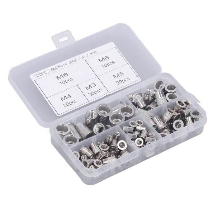 Kit De 150 écrous à Riveter En Alu – Métrique M3 M4 M5 M6 M8, Assortiment Complet
