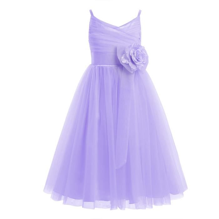Robe De Ceremonie Tulle Filles Bebe Princesse Enfants Mariage De 2 A 12 Ans Fete D Anniversaire Spectacle Violet Achat Vente Robe Cdiscount