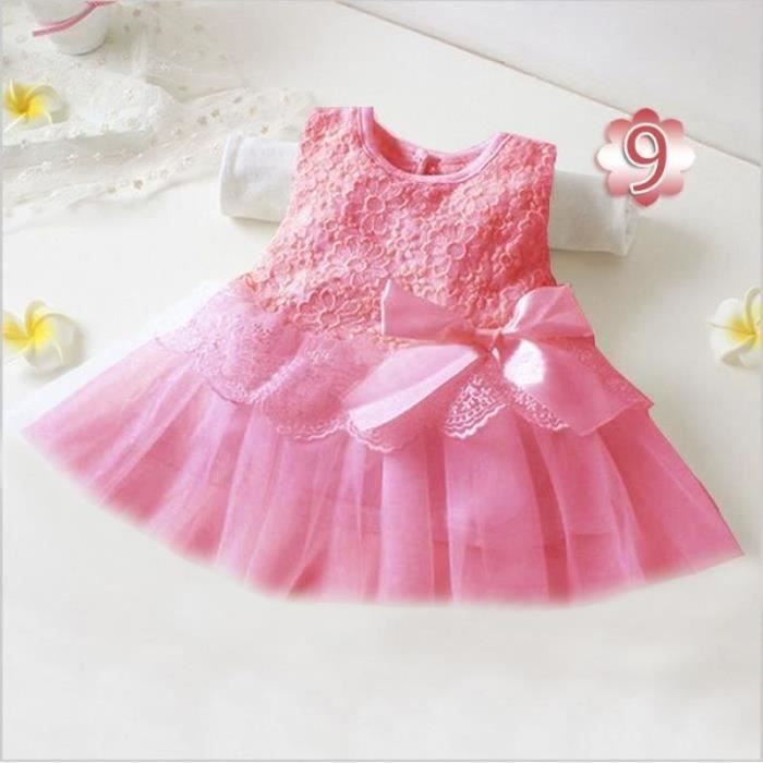 ROBE Bébé Fille Robe en Dentelle Fleurs Tenue Été Tutu Sans Manches