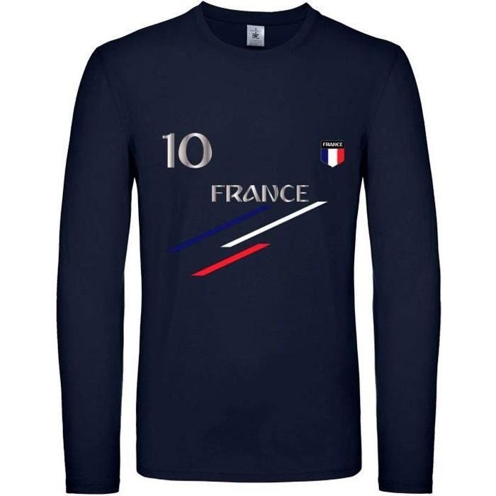 Tee shirt manches longues France enfant bleu marine Taille de 3 à 14 ans