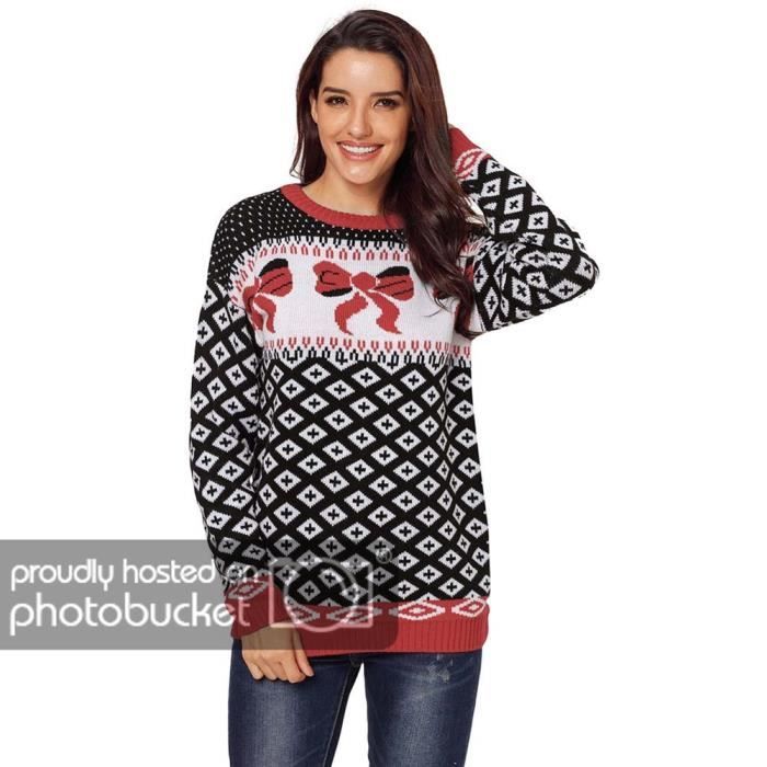 Pull De Noel Femme Manches Longues Grande Taille Noir L Noir