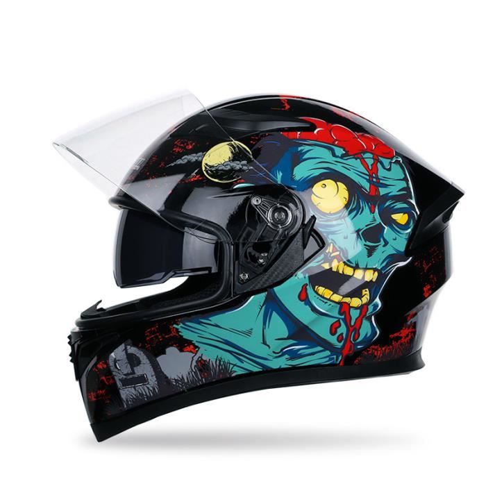 Casque Intégral Adulte Mixte Casque moto scooter pour la ville et la balade  Mat et brillant motif de zombie - Cdiscount Auto