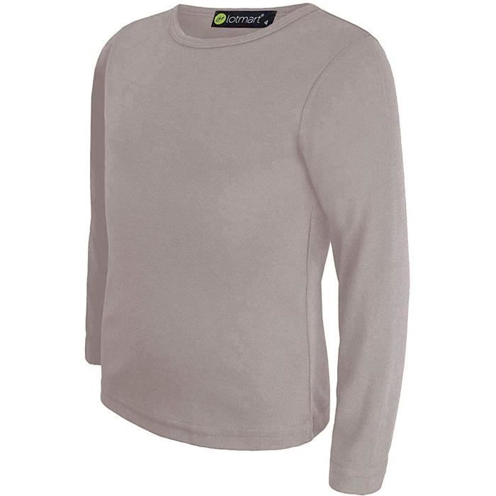 LOTMART Enfants Uni Basique Haut Col Rond Slim Manches Longues