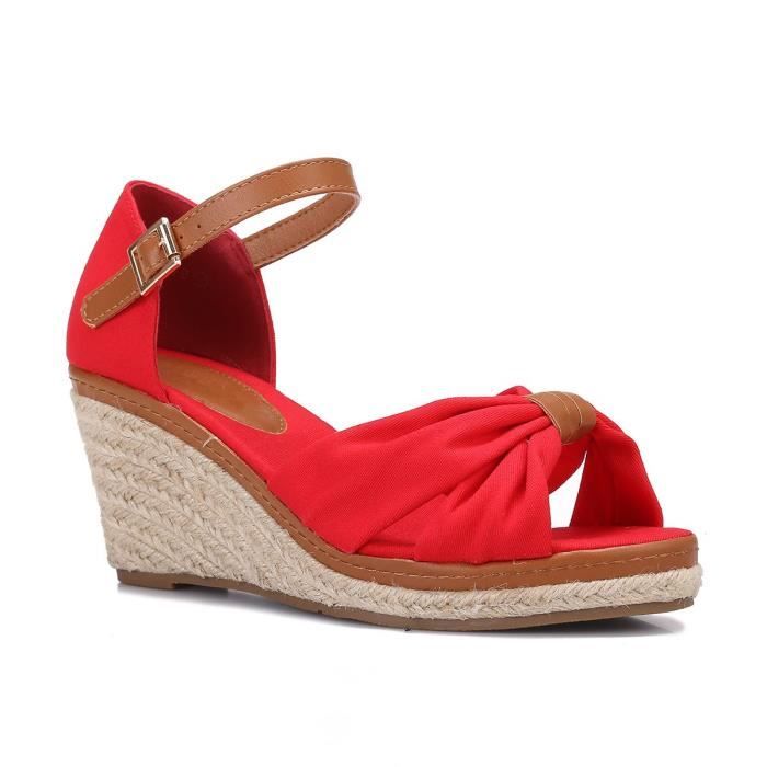 Sandales rouges compensées Clearance