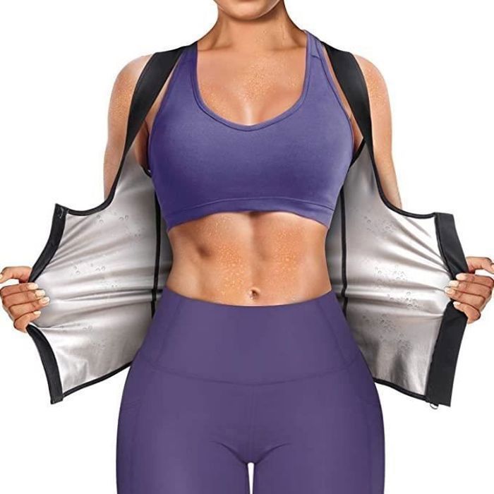 Femme Gilet Zipp&eacute; de Sudation Corset Amincissant pour Fitness Ventre