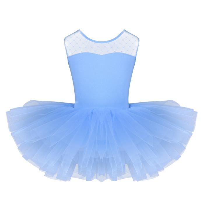 Iixpin Enfant Fille Tutu Danse Classique Ballet Justaucorps sans Manches Leotard Gymnastique 4 12 Ans Bleu Cdiscount Sport
