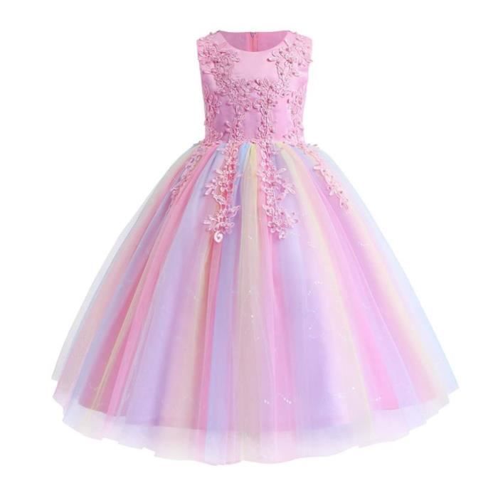 Robe De Demoiselle D'Honneur Enfant - Taille 5 à 16 Ans - Mousseline Et Polyester - Style Fleuri Pour Mariage Ou Cérémonie - 13