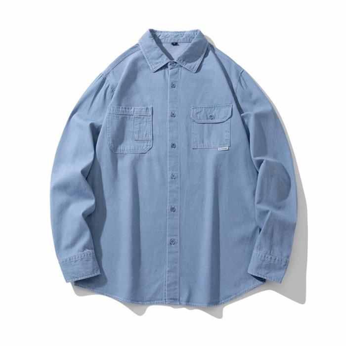 SOLOCOTE Chemise En Jean Garçon Manches Longues – Boutonnée Col Revers, Légère Et Décontractée 100% Coton