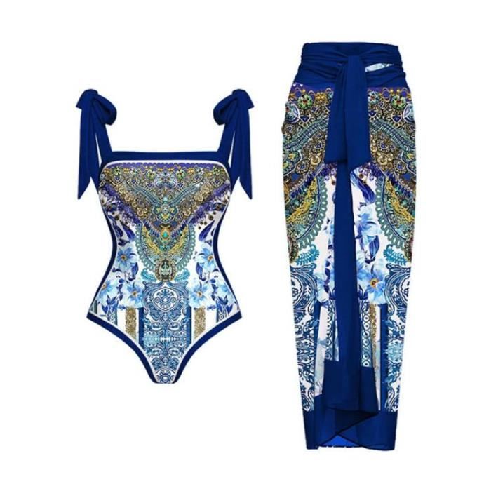 AI'MAGE Short De Bain Femme Taille Haute - Short Maillot Gainant Avec Poches Impression Fleurs