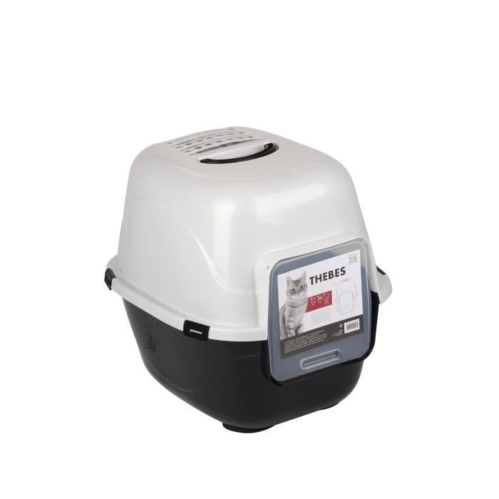 Comparer les prix de MPETS Maison de toilette Thebes - Pour chat - 50x42x47 cm - Noir et Blanche