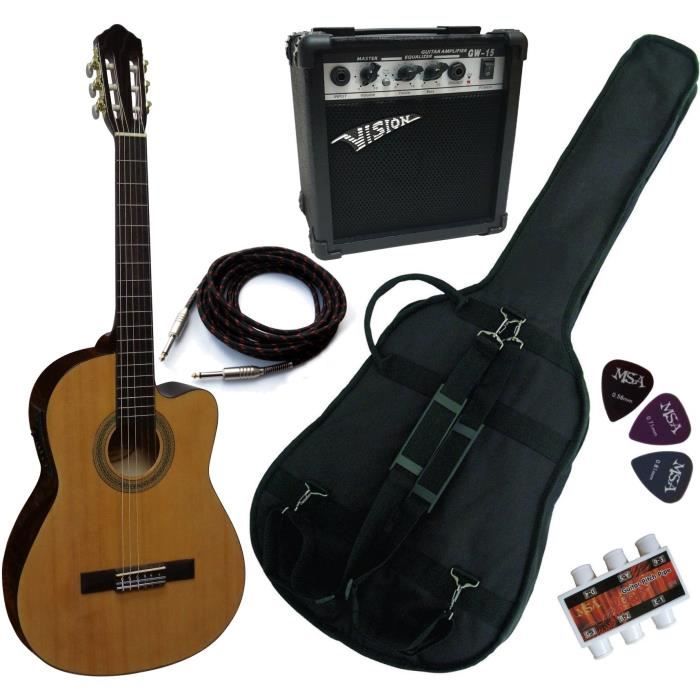 Guitare Classique 4/4 - Naturel - Pack Complet Avec 9 Accessoires