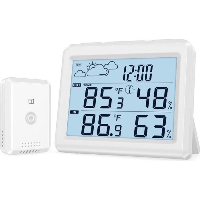 avec fonction de stockage et trois émetteurs hygromètre numérique de surveillance de lhorloge météo Kecheer Station meteo sans fil,température et hygromètre sans fil intérieur et extérieur 
