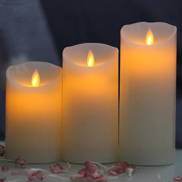 Romantique 3 Pcs Led Bougies Clignotantes Pilier Sans Flamme Lumiere Emotionnelle Blanc Cdiscount Maison