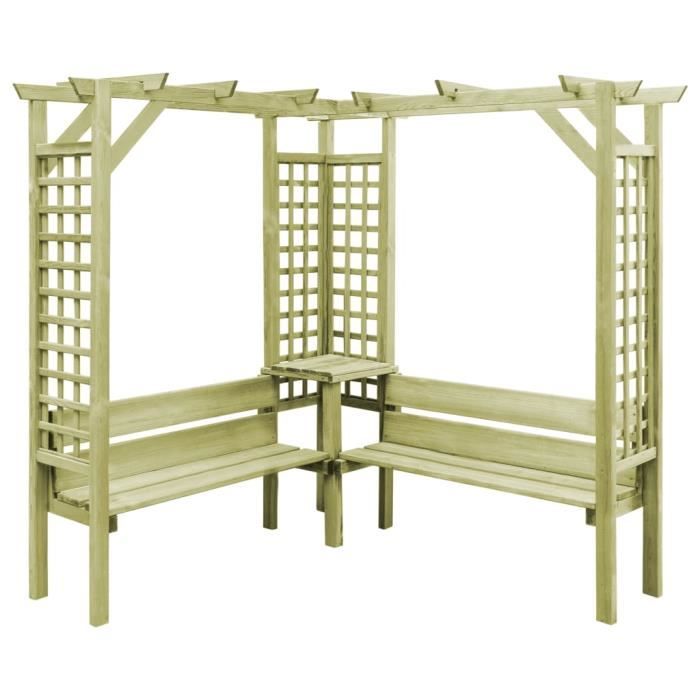 Pergola D Angle Avec Banc Bois De Pin Impregne Fsc Achat Vente