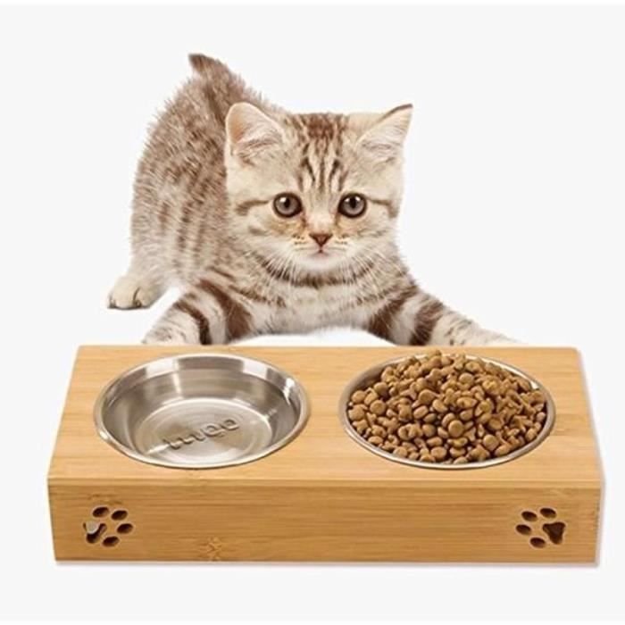 Double Gamelle Chat En Inox Amovible Avec Support En Bambou Bol Pour Petit Chien Chat Achat Vente Gamelle Ecuelle Double Gamelle Chat En Inox Cdiscount