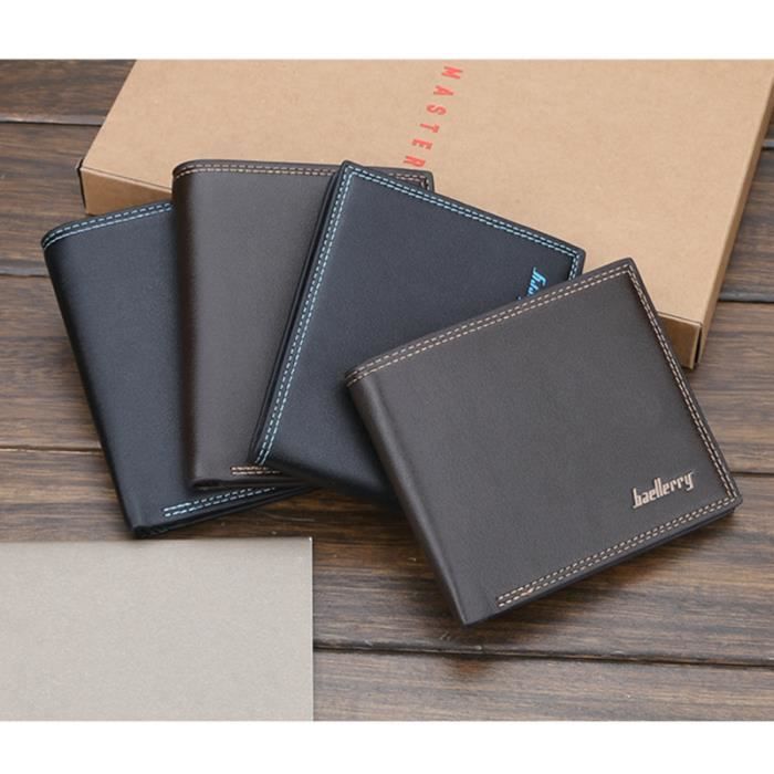 Premium véritable cuir noir carte de crédit titulaire de pièces zippée pochette sac à main portefeuille 
