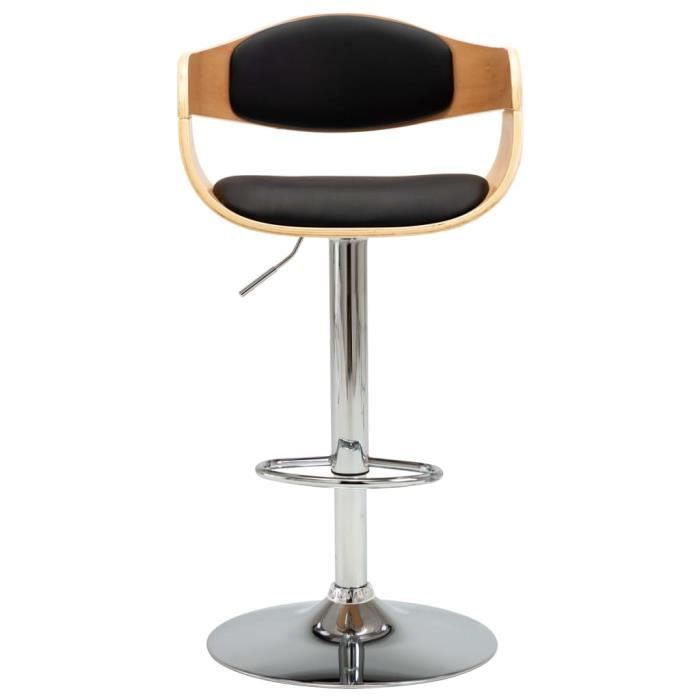 lex chaises de bar 2 pcs noir bois courbé et similicuir - qqmora - mwx91348