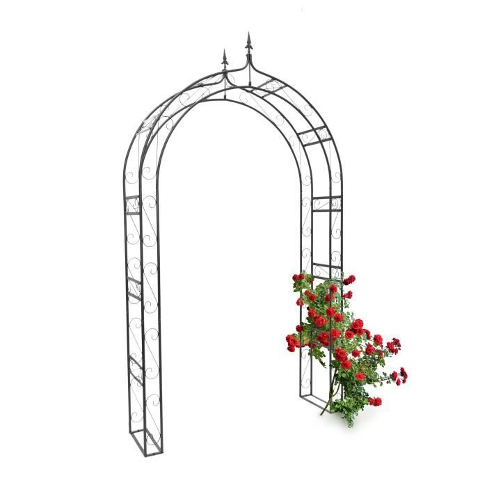 Relaxdays Arche à rosiers pointue H x l x P: 242 x 138 x 35,5 cm Tuteur de plantes grimpantes Support de jardin fer noir -