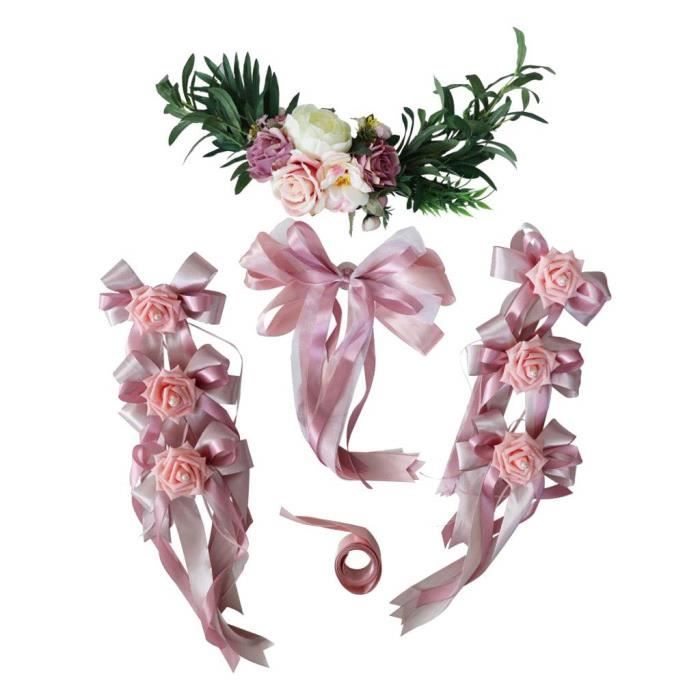 Kit De Decoration Voiture De Mariage 1 Gros Noeud 6 Archets Fleurs 1 Assiette Fleur Rose Poussiereux Achat Vente Fleur Artificielle Cdiscount