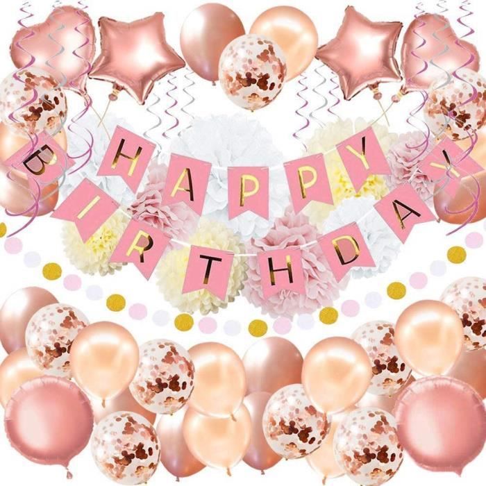 16 Ans Or Rose Anniversaire Decorations Pour Filles Confettis Happy Birthday Ballons Etoile Ballons Decorations Happy Birthday Ballon Banniere Fournitures De Fete Kit Ballon Confetti Imprime Decorations Et Accessoires De Fetes Fournitures De