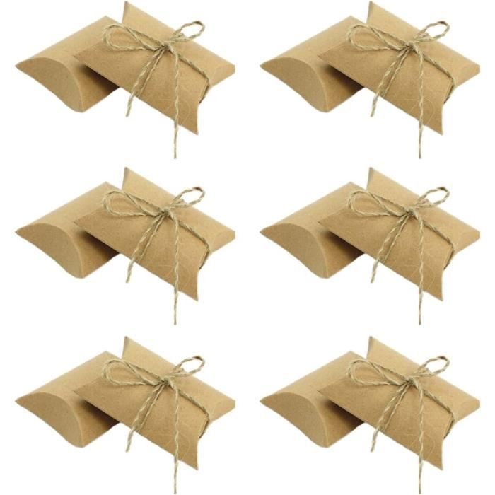 DUOHERESHUI 50 Pièces Boite Cadeau Kraft, Plier Boîtes Cadeau, Boîtes