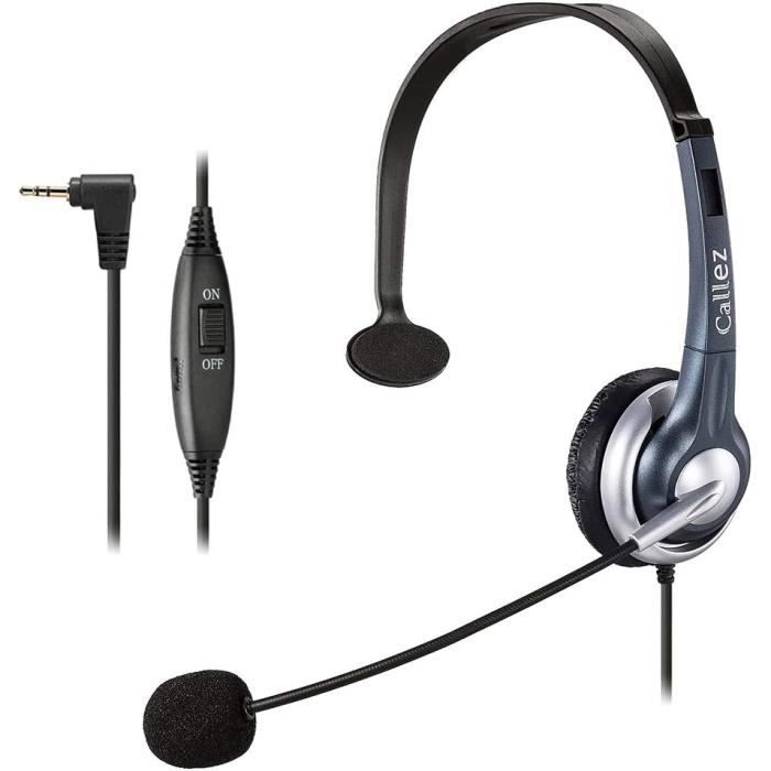 Casque Téléphone Portable Filaire Mono avec Micro Anti-Bruit, WANTEK Casque Téléphone Portable Filaire Mono avec Micro Anti-Bruit, WANTEK