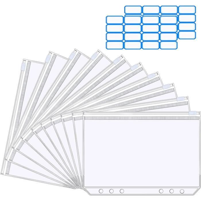20 Pochettes Documents A4 Samione - Plastique Transparent Imperméable, 11 Trous