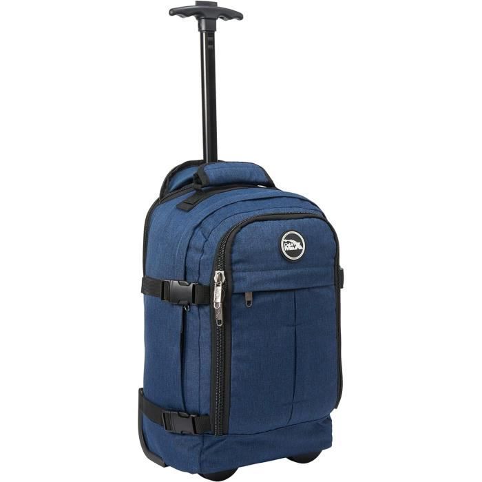 BOUACOUA Chariot à Dos Pliable 6 Roues – Trolley Aluminium Pour Sac à Dos École, Courses – Bleu, Léger Et Silencieux