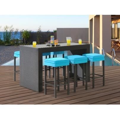 Bar Et 6 Tabourets De Jardin Salina En Resine T Achat Vente