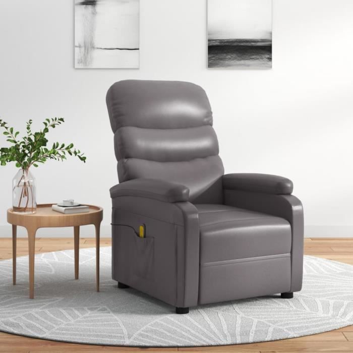 "top" fauteuil massant relaxation jili - fauteuil de massage gris similicuir,23,85 kg