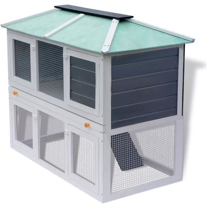 Meilleurs prix pour Cage double pour animaux lapins Bois 130 x 68 x 105 cm