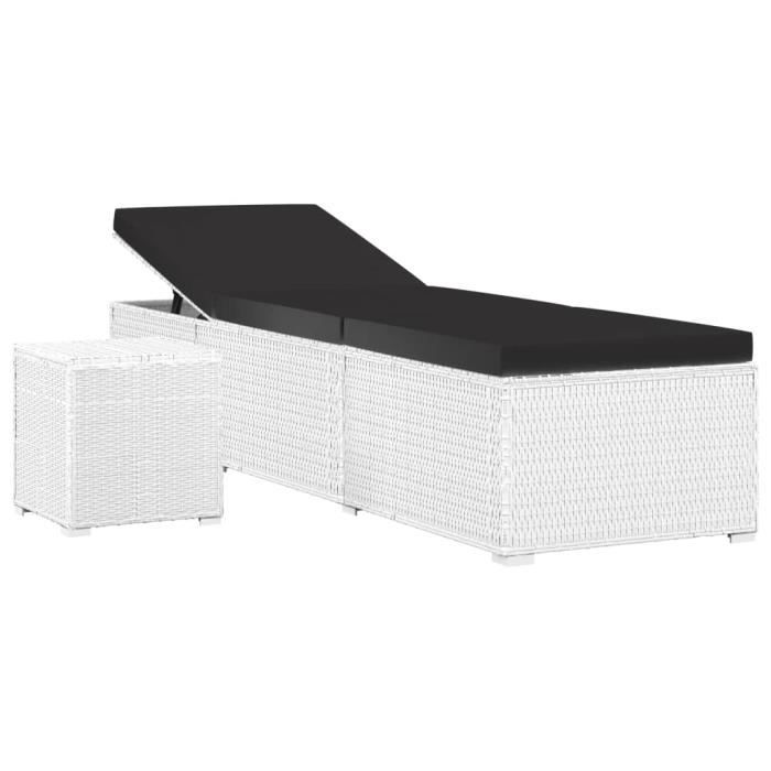 VidaXL Chaise Longue et Table Rotin