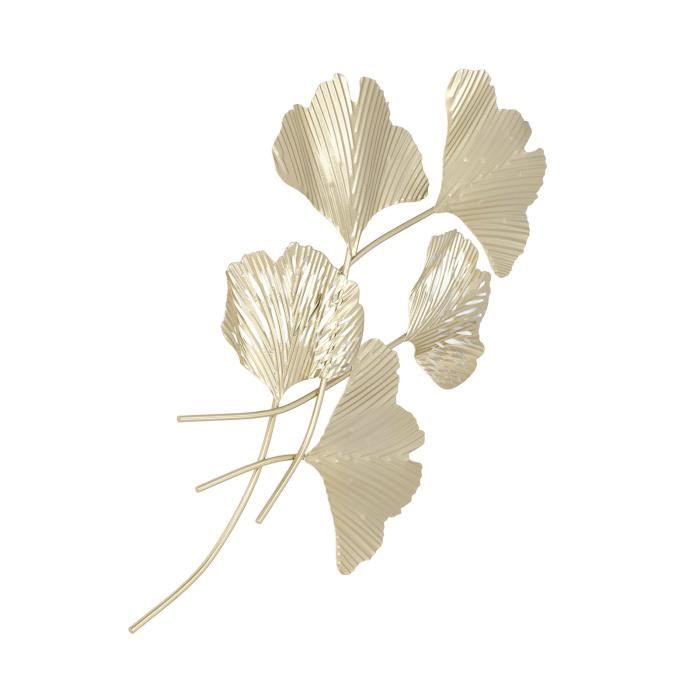 Keenso sculpture murale en métal Décoration murale en métal, fer simulé, feuilles de ginkgo 3D