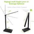 Lampe De Bureau LED AUELEK 52 LED – Rechargeable USB, 5 Couleurs, 10 Niveaux Luminosité, Minuterie & Mémoire – Protection Yeux, Rotative Tactile