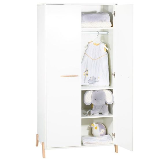 Armoire dressing bébé design en bois blanc 2 portes - Maxim