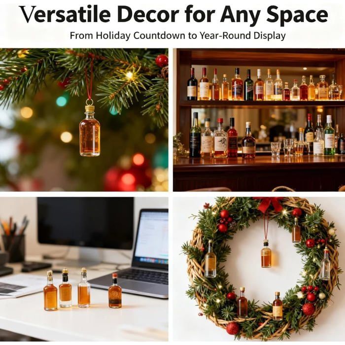Calendrier De L'Avent 2025 Whisky – 24 Fioles Décoratives En Pendentifs, Pour Compte à Rebours Ou Cadeau – Décoration élégante Pour Bar Ou Sapin