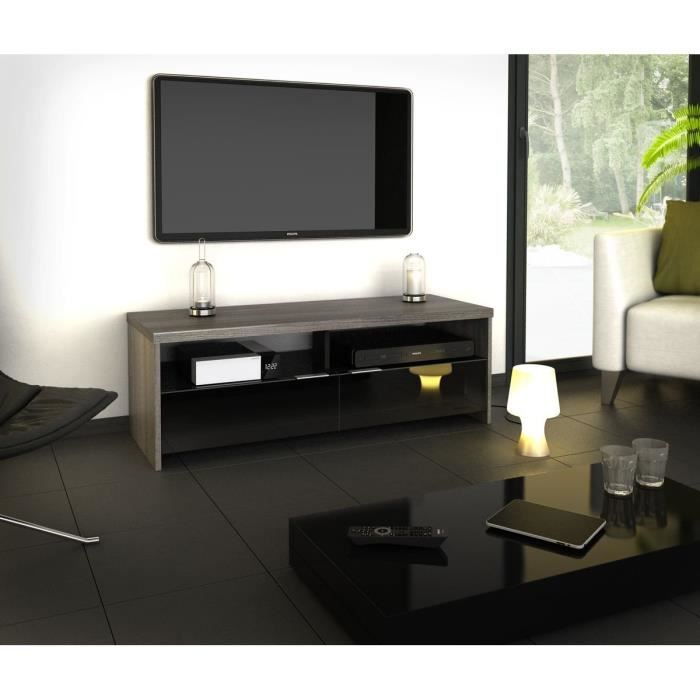 Berlioz Creations Banco - Edison Meuble TV, Blanc brillant, 110 x