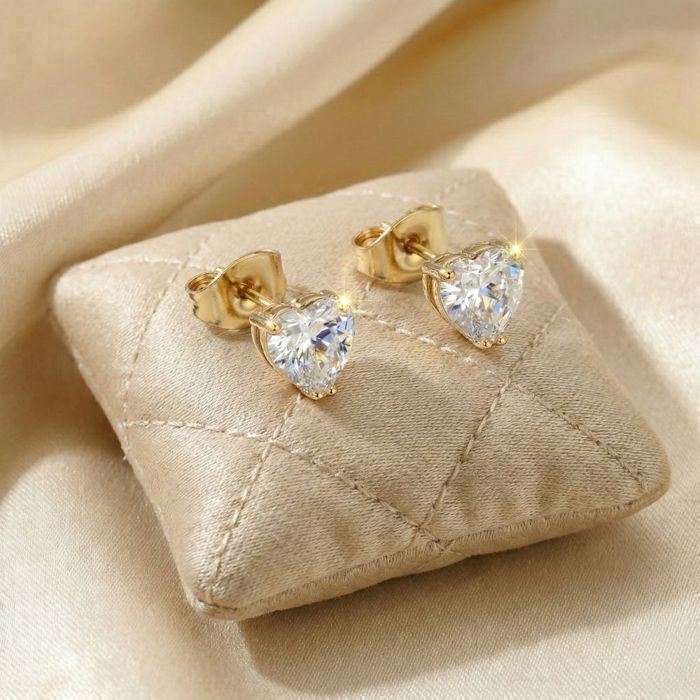 Boucles D'oreilles Minimalistes Plaqué Or Avec Cristaux De Zirconium Bleu - Argent 925, Dormeuses
