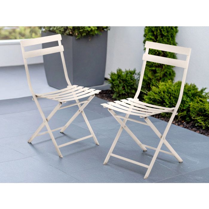 Chaise métal pliante Greensboro graphite Hespéride - Sans accoudoirs, En métal, Non empilable, Pliable