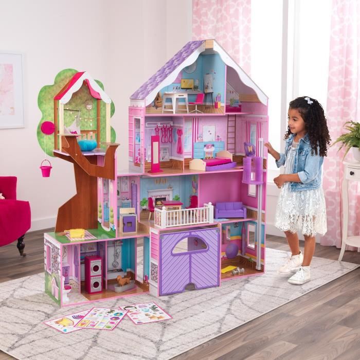 KIDKRAFT - Maison de poupées Kayla en bois + 11 pièces - Rose - Cdiscount  Jeux - Jouets
