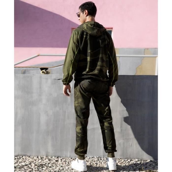 Surv tement Homme Ensemble Camouflage D contract Causal Sweat Shirt Capuche Pantalon De Jogging Sportif Vert XL