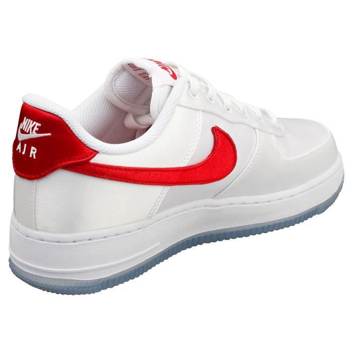 Baskets Nike AIR FORCE 1 07 ESS Femme Blanc Rouge Textile Lacets