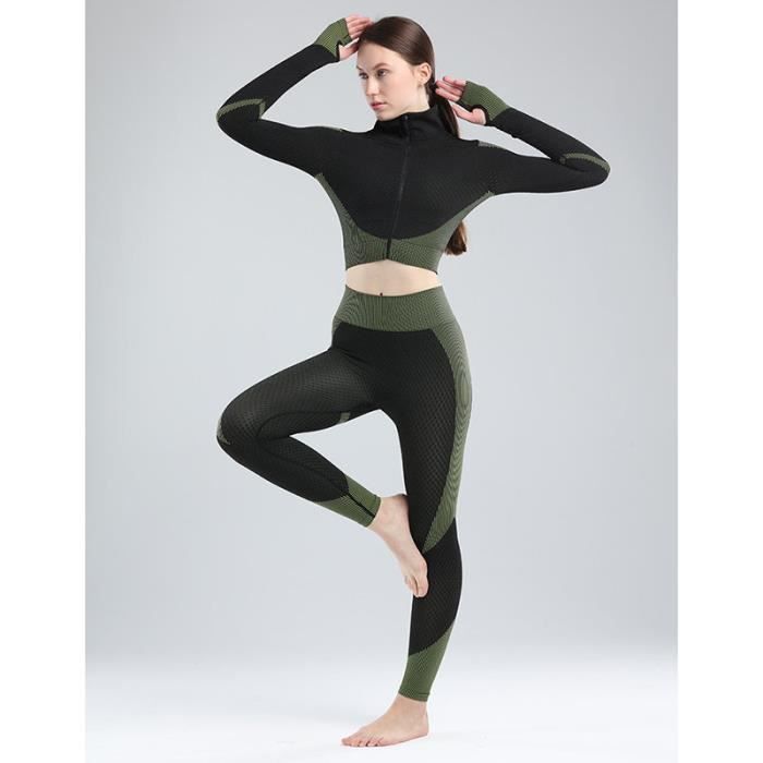 Ensemble de Vetement de Sport Femme Compression 2 Pieces Couleur