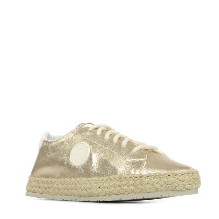 Espadrilles Femme PATAUGAS Pam M F2H Cuir dore a effet Semelle en corde tressee Doublure cuir Gold Cdiscount Chaussures